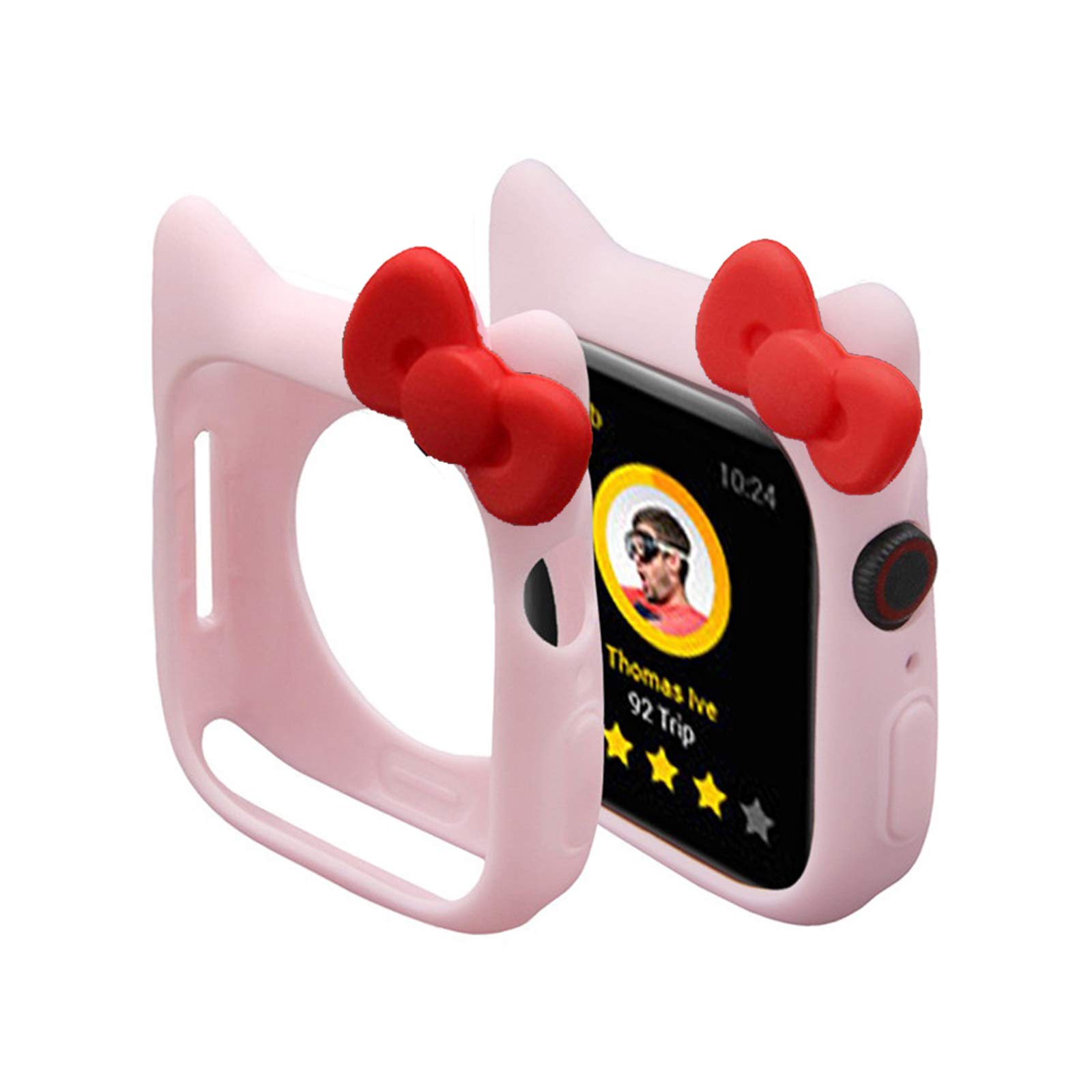 Cute Silicone Case for iWatch, Shock-Proof and Shatter-Resistant Protective Protective Case Compatible for Apple Watch 40mm 44mm 38mm 42mm Series 4 3 2 1 (Pink, 40mm)