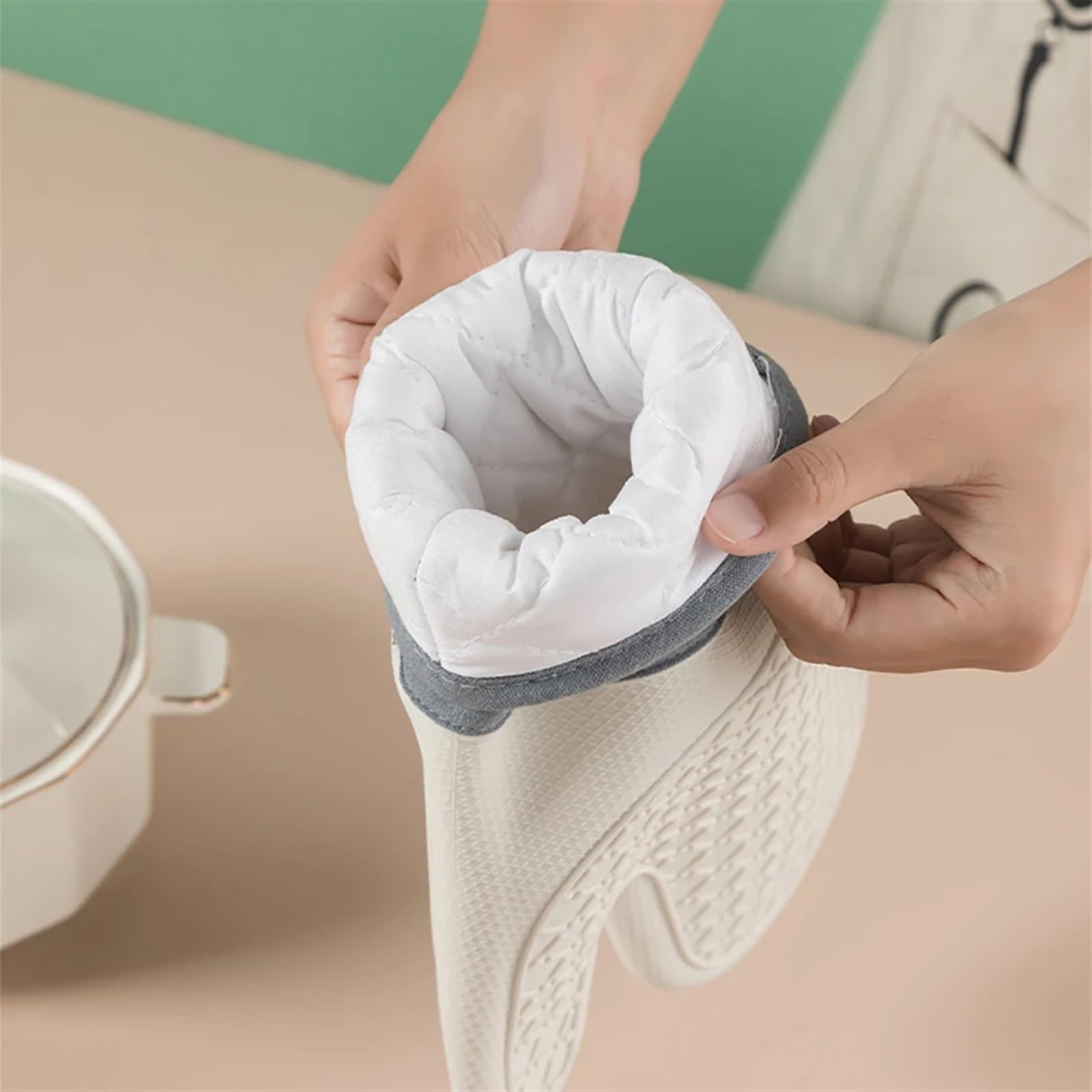 MRKU Guantes para Hornear, Guantes de Cocina para Horno, 1/3 Unidades, Silicona Gruesa, aislantes y Resistentes al Calor, para Uso en microondas y Cocina.