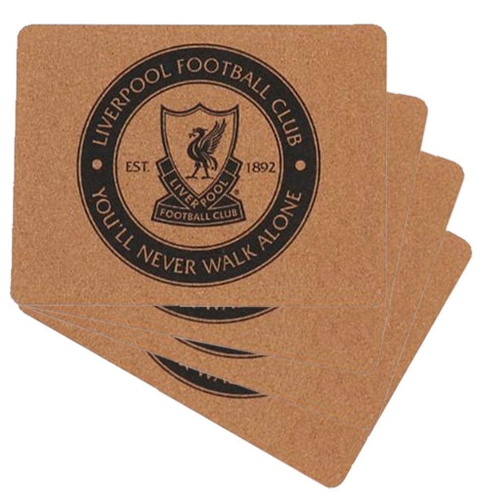 Liverpool F.c. Brown Liverpool Fc 4Pk Cork Placemat Set Lfc Official