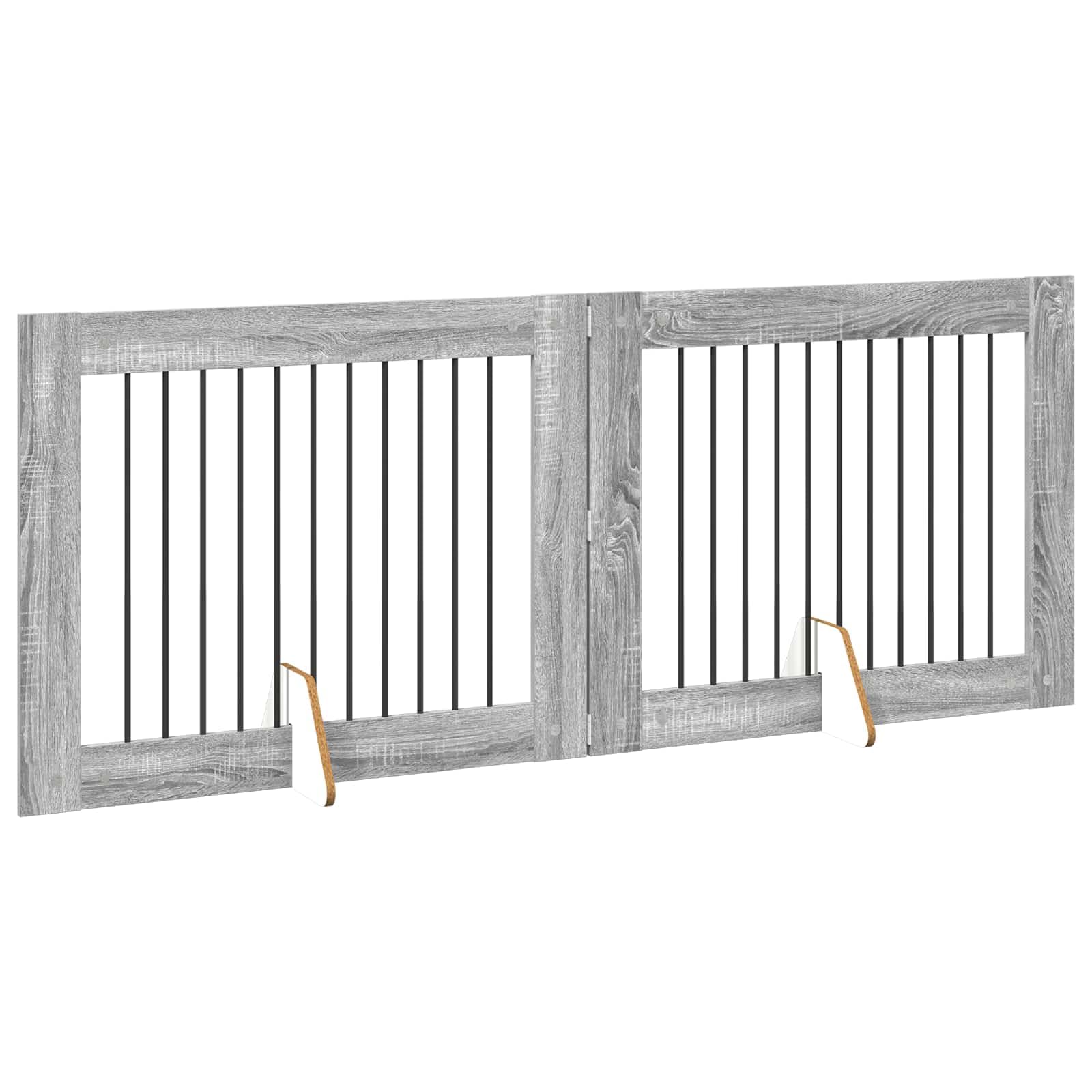 Puerta para perros con soporte, 2 unidades, Sonoma gris, 100 x 80 cm, plegable y portátil, para interior y exterior, barrera de seguridad y protección en casa y apartamento