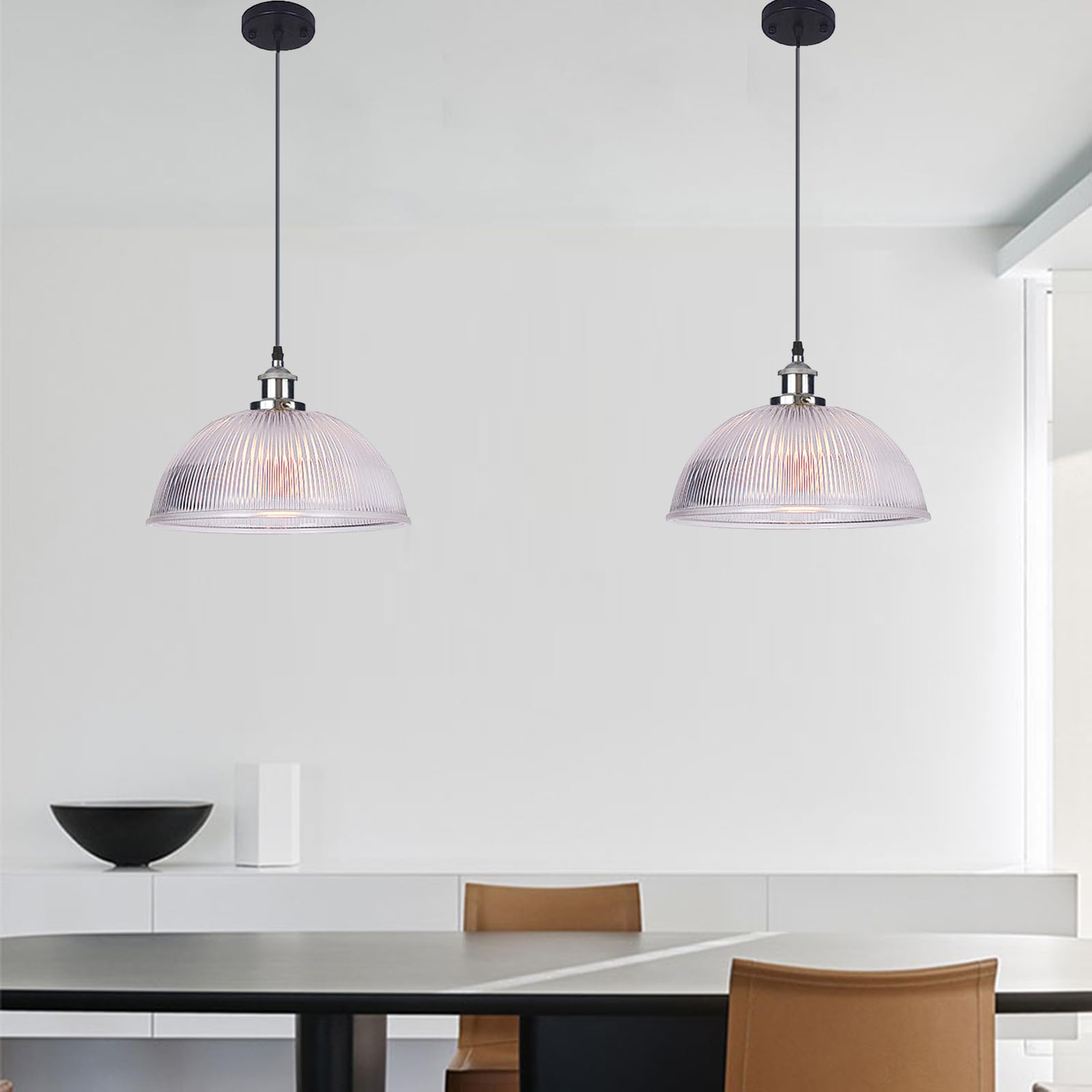 Lustre Suspendu Vintage En Verre - Diamètre 30 Cm, Hauteur Réglable Jusqu'à 1 M - Ampoule LED 4W Incluse - Pour Salle à Manger, Cuisine, Bureau