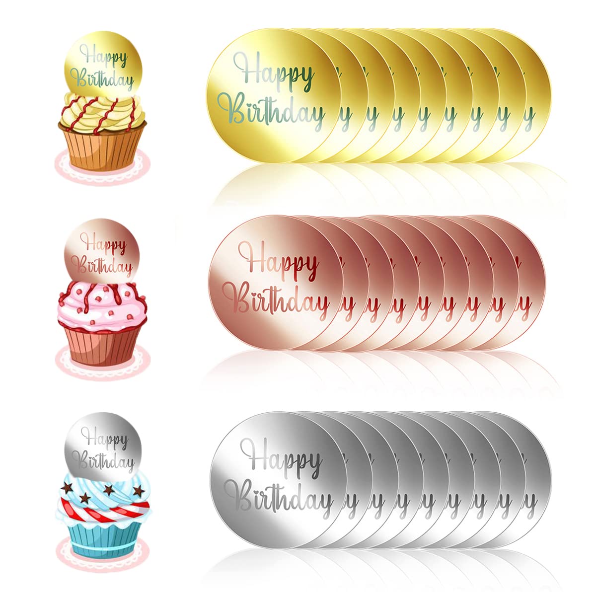 Edible Cup 30pcs Acrylic Happy Birthday Cupcake Toppers Cake Topper ...