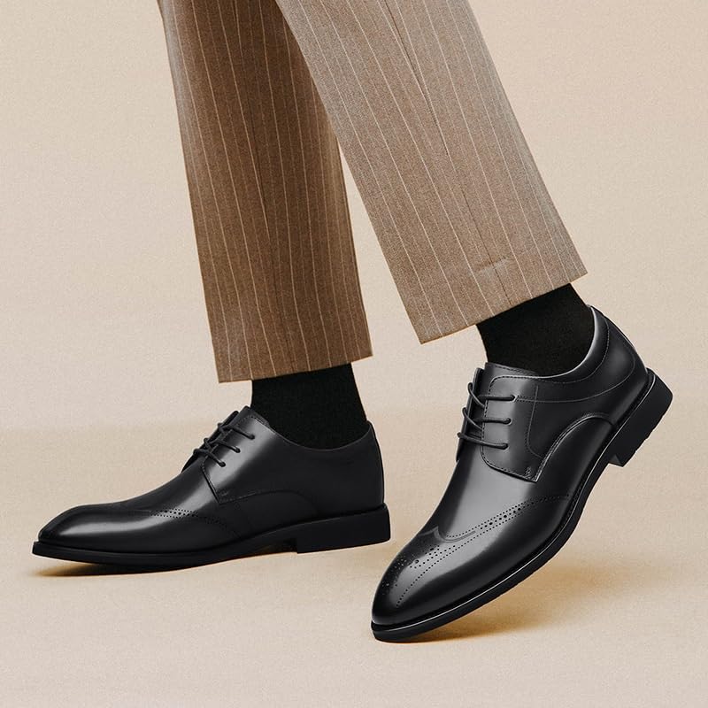 Black Dress Oxford Shoes for Men, Men's Comfortable Leather Oxford Shoes, Business & Office Formal Shoes, British Style Lace-Up Sneakers for Men3