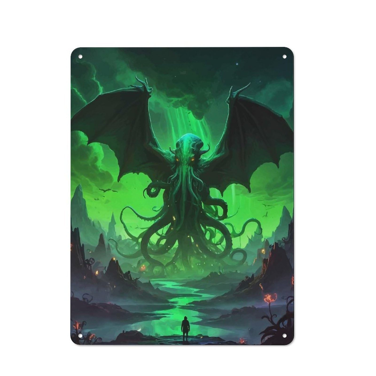 Junmoney Cthulhu Mythos Art Metal Wall Sign 40X30cm, Rustic Decor For Home Bar Wall, Gift Idea At Christmas For Hosts Who Enjoy Retro Interiors