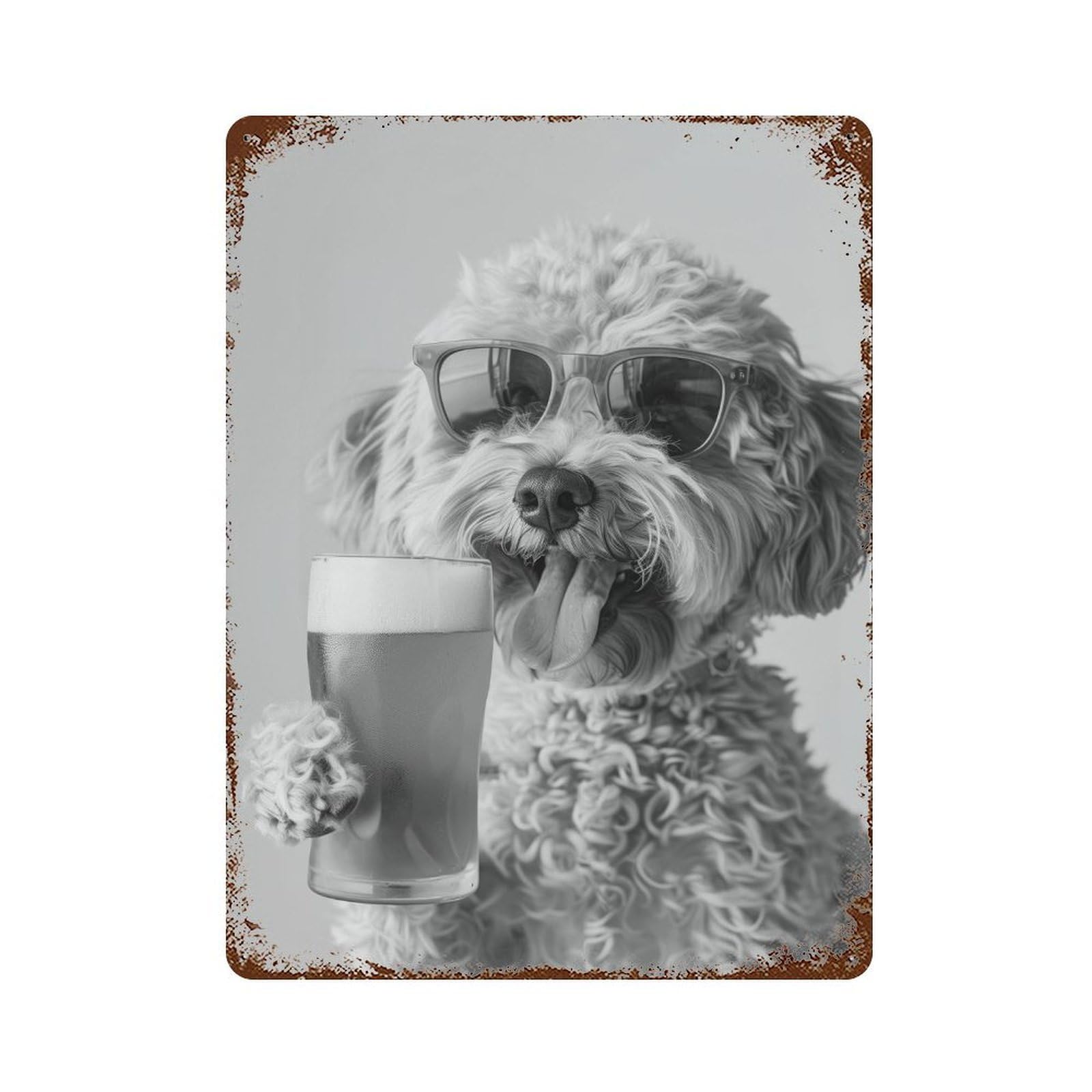 xiaoxiaoshen Cockapoo Drinking Beer Pint Wall Decor Art Metal Tin Poster Modern Home Decor Art Home Bar Shop Decorations Vintage Sign 40x30cm
