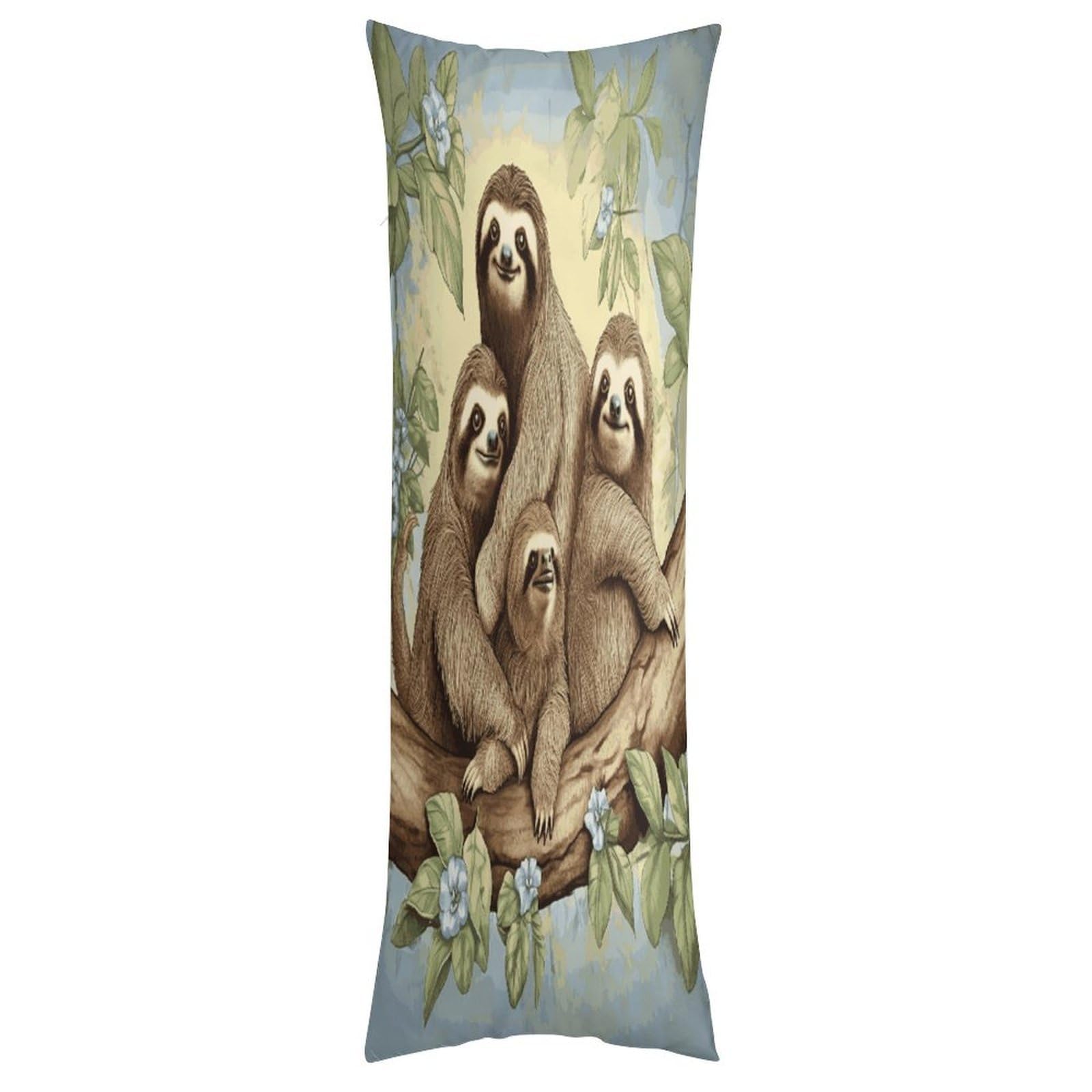 LDGSUPH Sloth Family Pillow Cases Soft Pillowcase with Invisible Zipper Wrinkle Resistant Pillow Covers Breathable Removable Pillow Protector for Bed Sofa Car 20"x54"