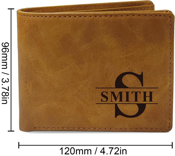 EDSG Custom Wallets for Men, Wallet With Picture, Engraved Gifts for Boyfriend, Men, Husband, Dad Gifts for Fathers Day Birthday Valentine Day Christmas Graduation (Dark Brown, Design 1)2