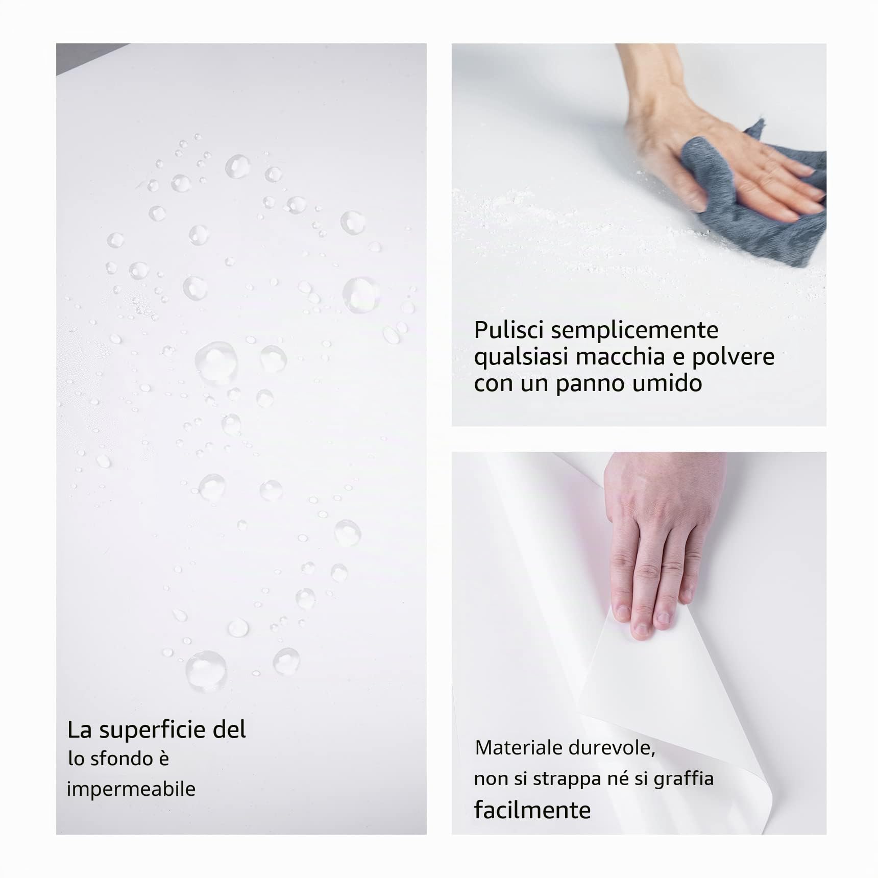 Selens Fondale in PVC vinile per fotografia e video, set per studio fotografico, piatto, per shooting di cibo e prodotti, 80 x 150 cm, bianco, nero, grigio