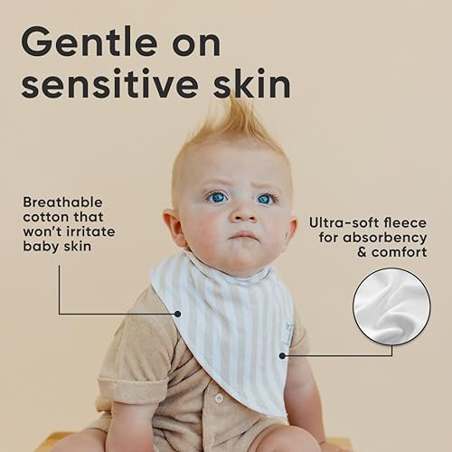 Miniatura 10 de Copper Pearl Paquete de 4 baberos tipo bandana para babeo y dentición, juego de regalo alegre, suave juego de baberos de tela para cualquier bebé,