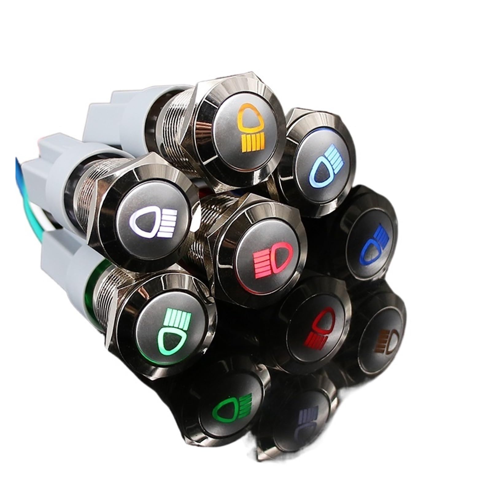 Interrupteur bouton-poussoir 19mm étanche LED verte 12V autobloquant - 7