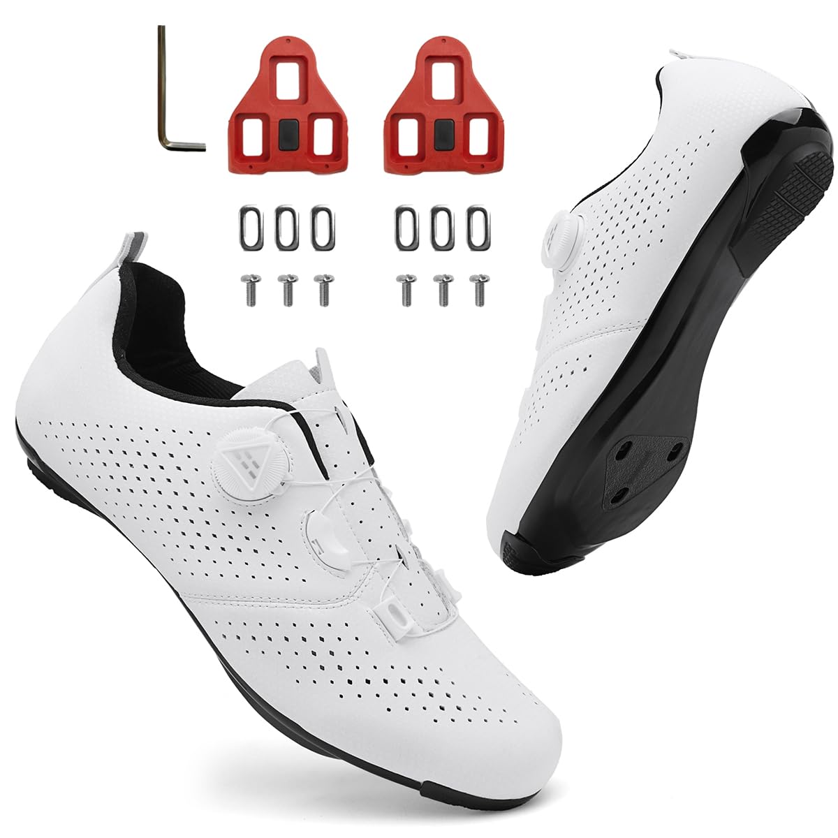 Zapatilla de Ciclismo Carretera para Hombre Mujer Zapatillas de Bicicleta Competición y Entrenamiento con Look Delta Cleats y 3 Tornillos
