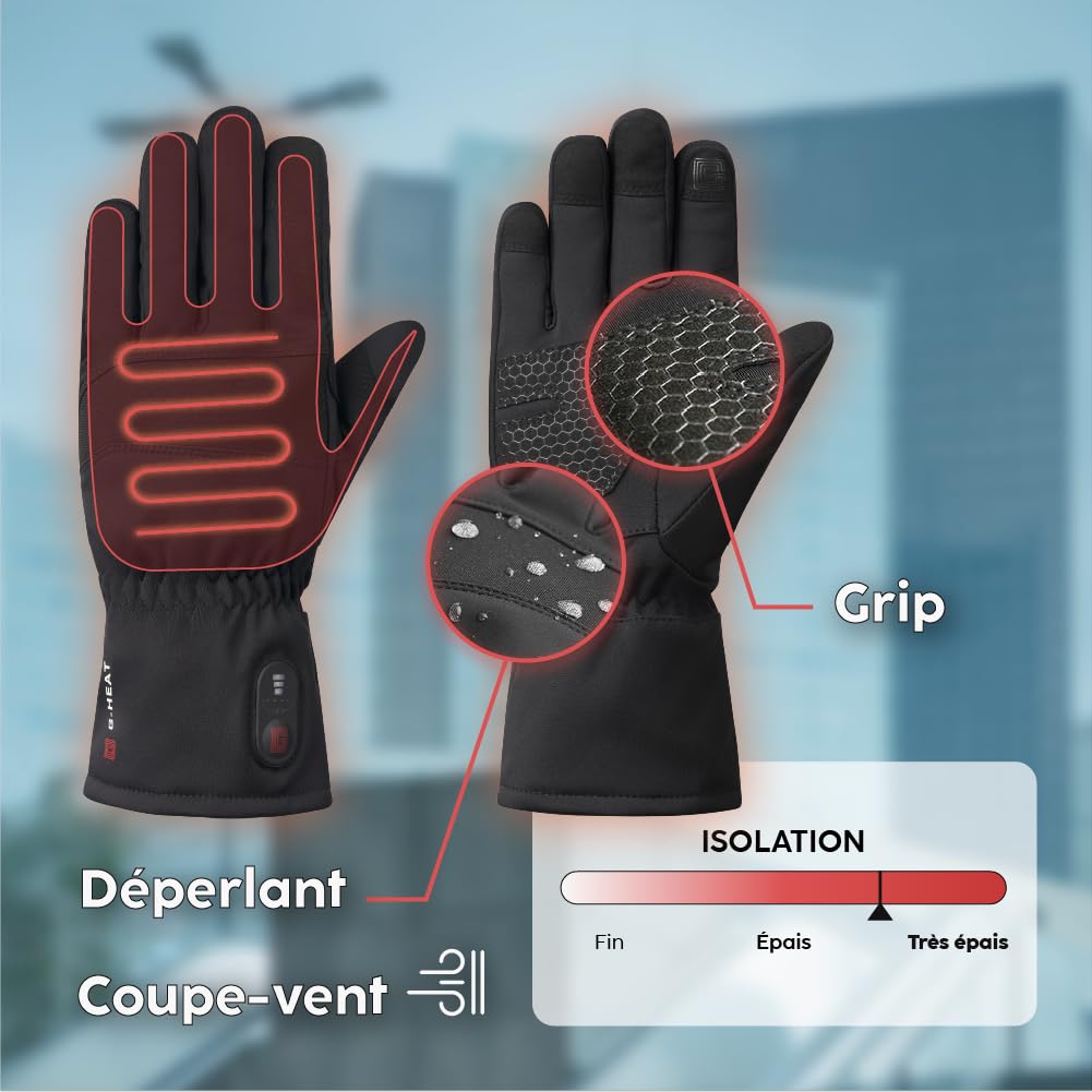 G-HEAT – Comfort+ Beheizbare Handschuhe – Wiederaufladbar, Unisex, Touchscreen-kompatible, Wasserabweisend & rutschfest – Handwärmer für Outdoor