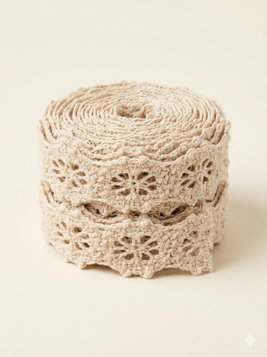 Elegant Beige Floral Cotton Lace Trim, 1.5 cm Wide, 18 Metres, Decorative Kinari Border for Saree, Blouse, Kurti, Suit, Dupatta & DIY Crafts-image-25