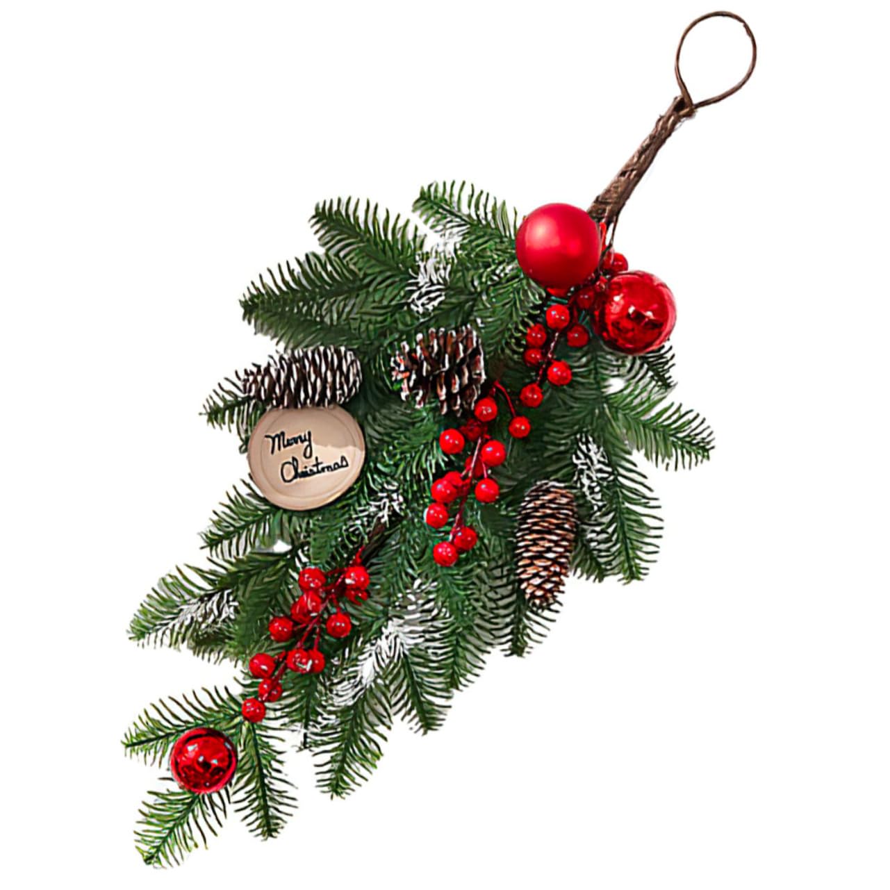 ifundom Christmas Railing Decorations Teardrop Swag Wall Decor Artificial Wreath Xmas Tree Hanging