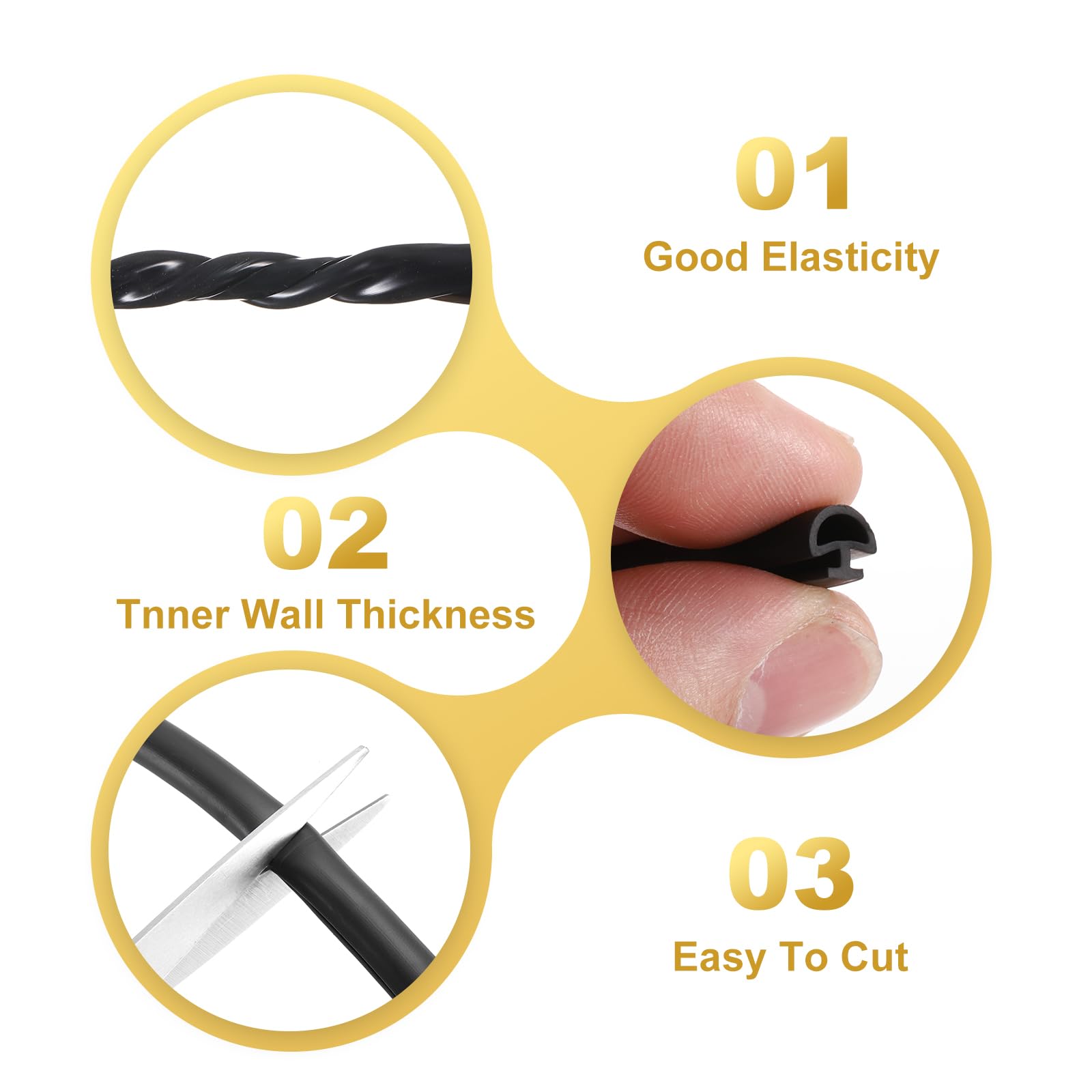 PATIKIL Guarnizione per finestre e porte, sigillante per porte e finestre, 8 mm di larghezza, a forma di bulbo, sigillante TPE per fessure da 4 mm su telaio di porte e finestre (10 M/33 Ft, Nero)