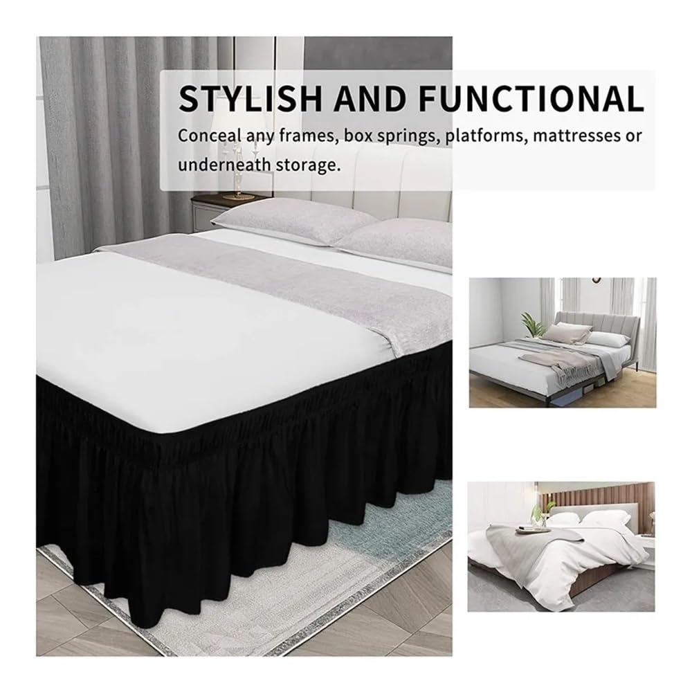 Mantovana Per Letto Queen Size Con Volant | Altezza 38 Cm, Elastico Regolabile | Tessuto In Microfibra Antipolvere (160x200 Cm)