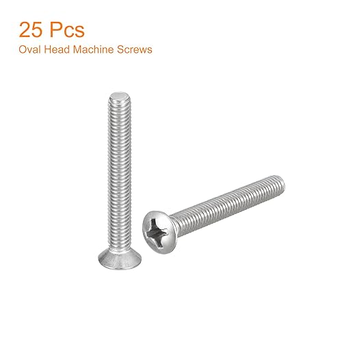 Miniatura 44 de uxcell Tornillos de máquina Phillips de cabeza ovalada de M4x16mm, 100 tornillos de cabeza avellanada ligeramente elevados de acero inoxidable 304