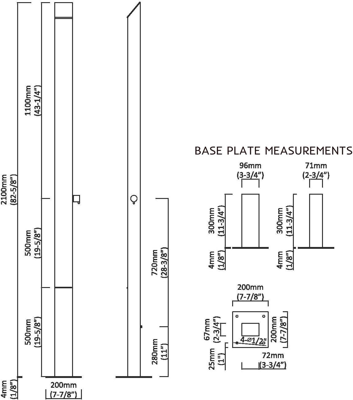 Outdoor Shower Toorak 316 Marine Grade Stainless Steel Panel-No Rust! Perfect for Swimming Pools, Backyards, Beach Houses, Resorts. Hot & Cold Water Connections, Wall Mounted or Freestanding Options : Patio, Lawn & Garden