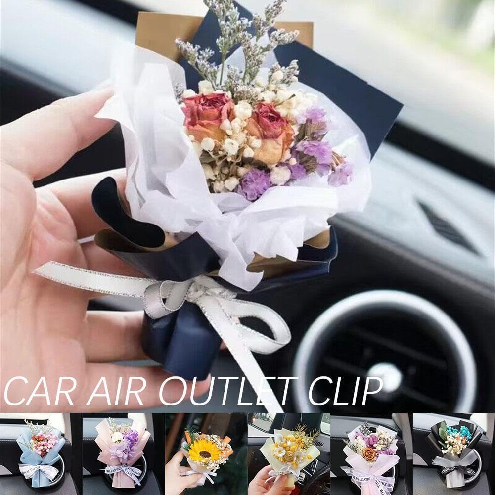 Mini Bukiet Aromaterapii Samochodowej, Mini Bukiet Suszonych Kwiatów, Wylot Klimatyzacji Samochodowej, Dekoracja Klipsa Do Perfum, Dekoracja Perfum Wylotu Powietrza Samochodowego, Ak, E, 1 set