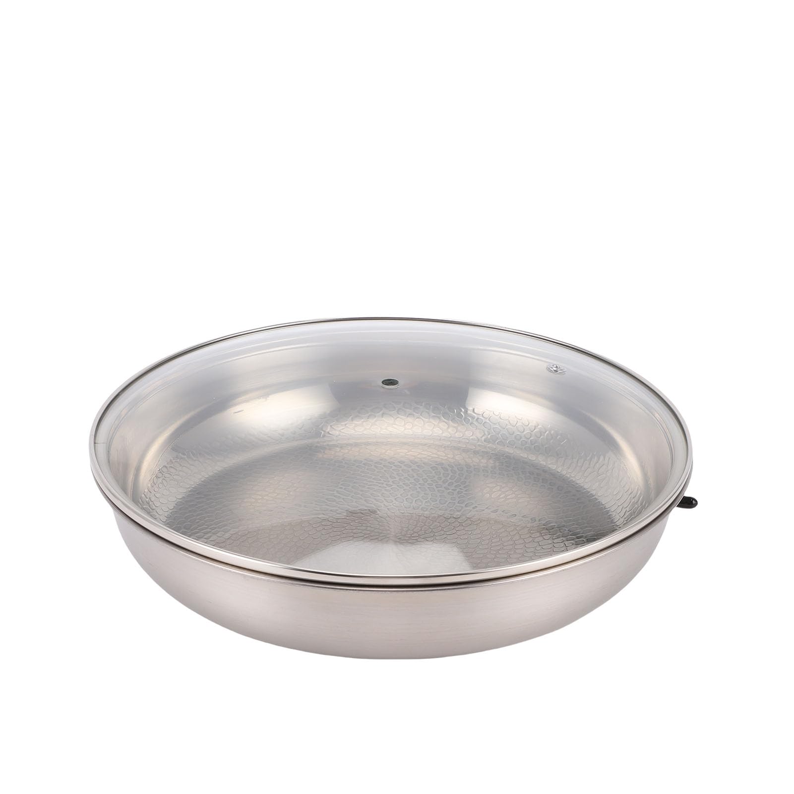 AMONIDA Gehämmerte Edelstahlpfanne mit Deckel für Hobbyköche Zum Zubereiten von Pfannengerichten und Saucen, Erzielt Antihaft-Ergebnisse bei Ordnungsgemäßem Vorheizen, Gleichmäßig (32CM)