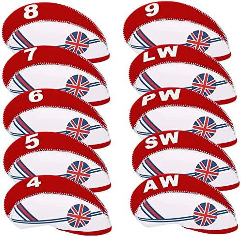 Golf Club Iron Head Covers Wedge Iron Protective Headcover with Golf White & Blue UK Flag Neoprene