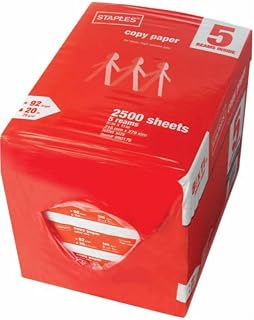Staples Copy Paper, 2500 Sheets 5-Ream Case, White