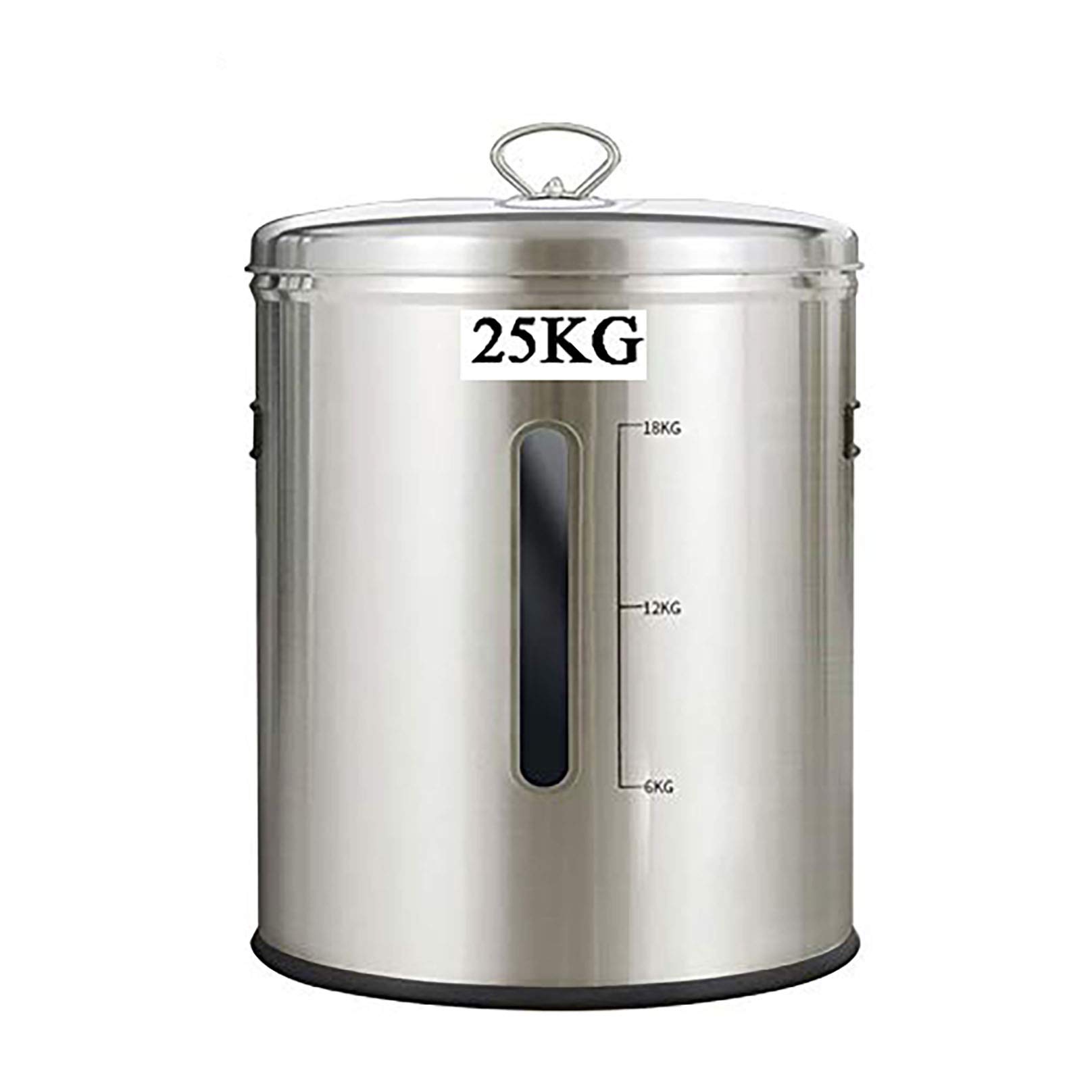 Dozownik ryżu ze stali nierdzewnej, 25 kg, pojemnik do przechowywania ziarna, kosz na mąkę i płatki śniadaniowe z pokrywką, hermetyczne rozwiązanie do przechowywania ryżu i ziaren