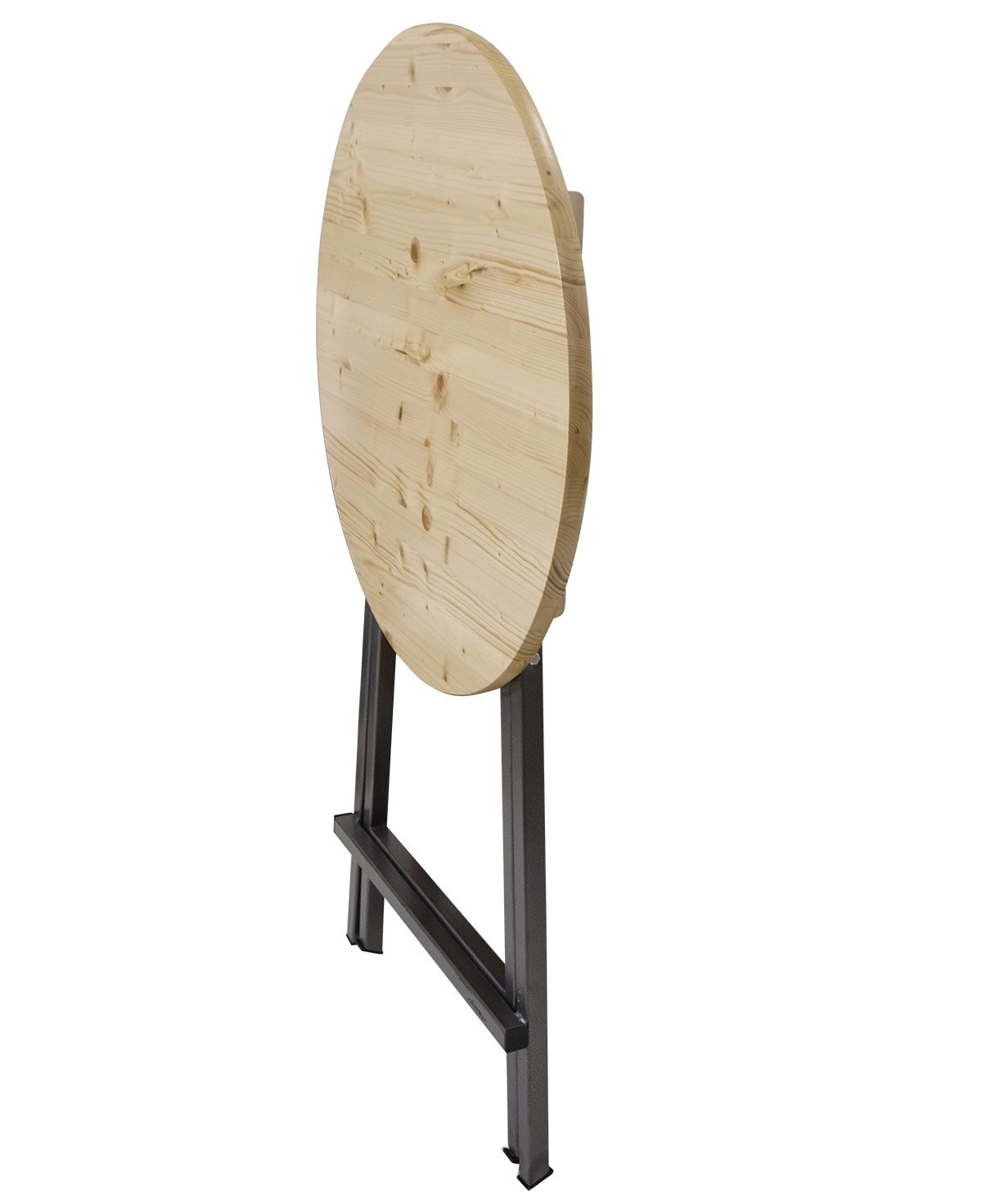 DEGAMO Stehtisch ZÜRICH 78cm rund, Stahlgestell grau + Holzplatte, klar lackiert, klappbar
