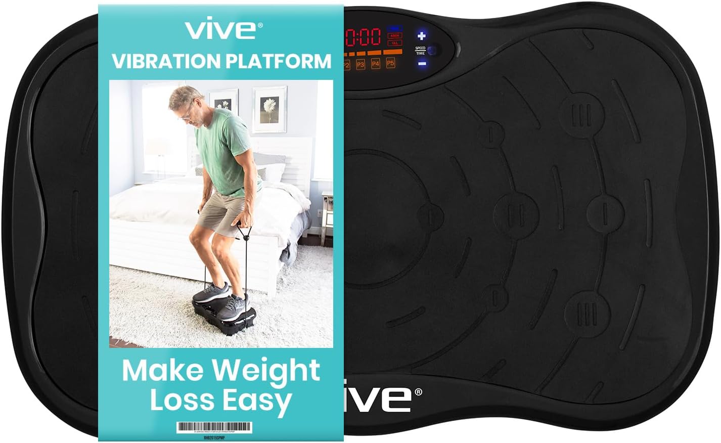 Vive Shake Plate Vibration Platform With Resistance Exercise Band Vibrating Fat Shaker Power Machine Equip T For Whole Body Home Fitness Pulsating Weight Loss Training Adjustable Speeds One Size Black