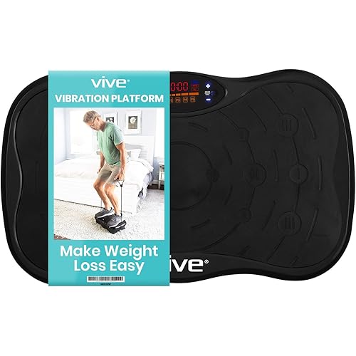Vive Vibration Plate Exercise Machine - Shake Plate Vibration Platform with Resistance Exercise Bands - Lymphatic Drainage Machine for Shaping, Toning, Wellness, Recovery, and Weight Loss