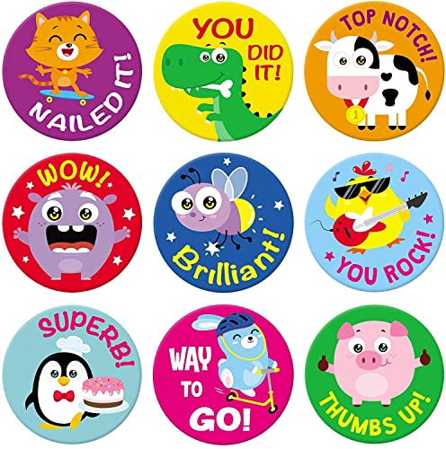 Sweetzer & Orange Teacher Reward Stickers 1008 in 9 Designs 1-Inch Motivational Sticker for Kids Potty Training Reward and Teacher Supplies for Classroom
