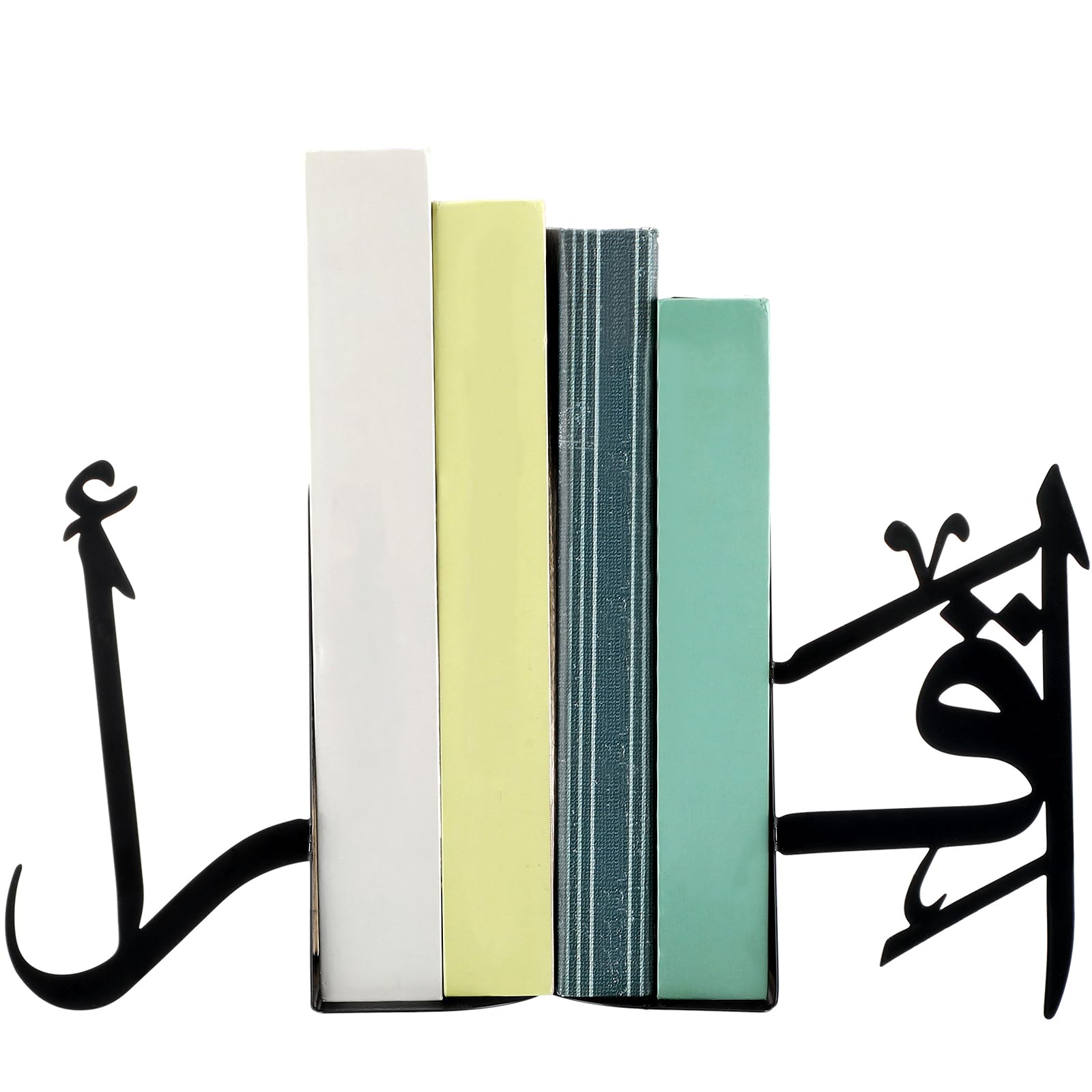 MorningRo 1 Pair IQRA Arabic Metal Bookend Decorative Arabic Metal Bookend Black Ramadan Book End Eid Book Stopper Holders Islamic Decorations for Home Office Desk Bookshelf Decor Islamic Decor