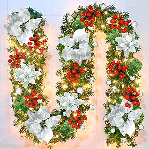 9FT Christmas Garland Decorations, 2.7M Wreath Garlands Decorations Xmas Cover