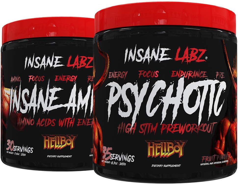Amazon Com Insane Labz Hellboy Bundle Psychotic Hellboy Pre Workout And Insane Amino Bcaa Increase Muscle Mass Strength Focus And Recovery Time Fruit Punch Health Household
