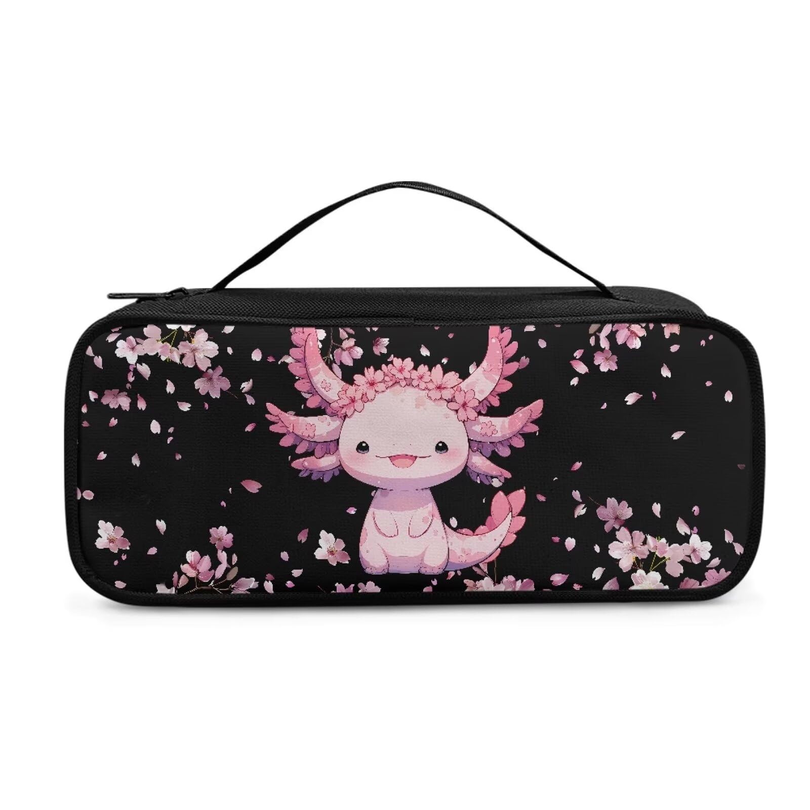 Sepetwhos Floral Axolotl Stethoscope Carrying Case Large Stethoscope Holderwith Mesh Pockets Large Hard Organizer Storage Bag Stethoscope Accessories