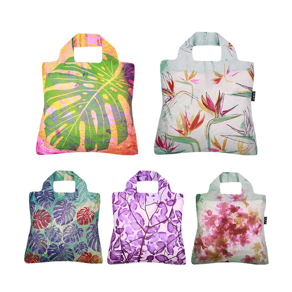 Envirosax Reusable Grocery Bags- Set of 5 Havana Designs,Eco Friendly Foldable Shopping Tote Bag