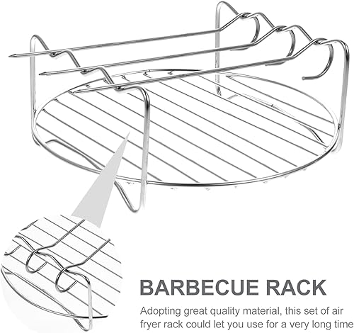 Miniatura 5 de DOITOOL Estante redondo para freidora de aire de 7 pulgadas, de doble capa, con brocheta, bandeja de acero inoxidable, para hornear y enfriar, 2