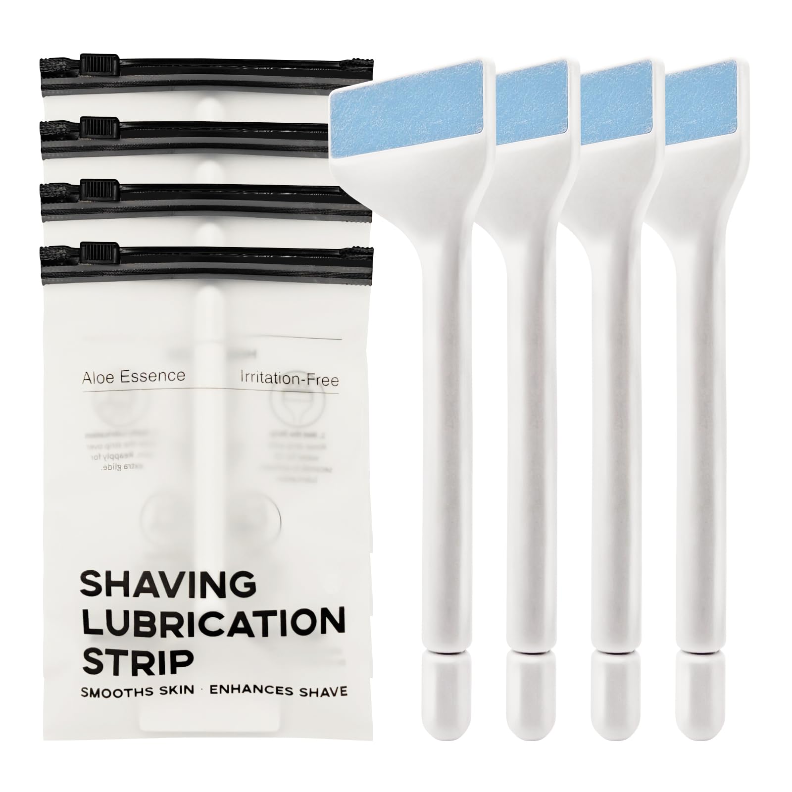 Aloe Essence Shaving Lubrication Strip - Reusable & Portable Travel-Friendly Strip for Sensitive Skin, Long-Lasting Soothing Moisturizing Lubrication (4-Pack)