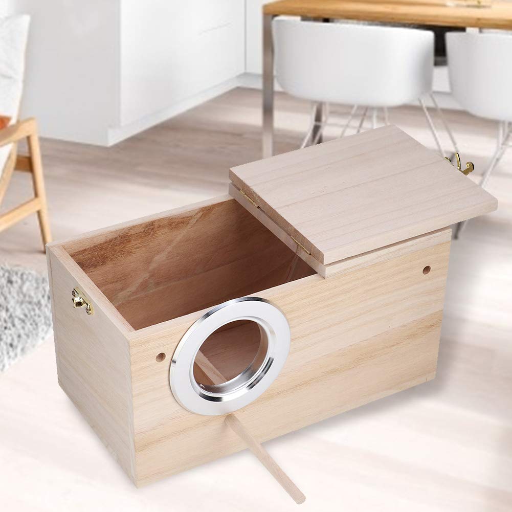 Nichoir Oiseaux Extérieur Bois Naturel – Boîte de Reproduction pour Perruche Pinson Tourtereaux Cockatiel Conure, Ouverture Droite, Abri Nidification Jardin Balcon