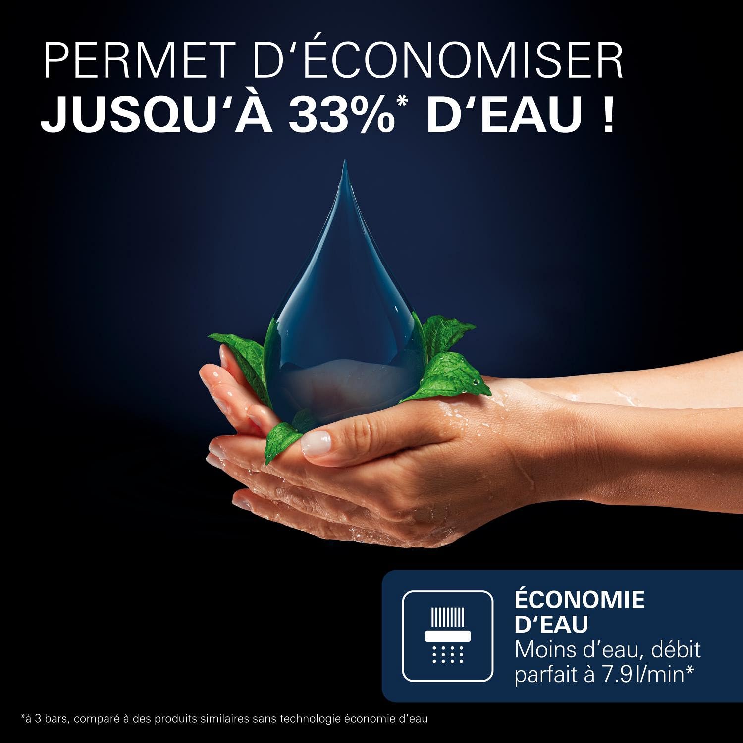 GROHE Vitalio Joy+ 120 6 Pomme de docuhe 3 Jets : Pluie, Jet, Booster (⌀120 mm, Économie d’Eau 7,9 l/min, Protection Anti-Brûlure, Montage Universel), Chrome, 1348640000