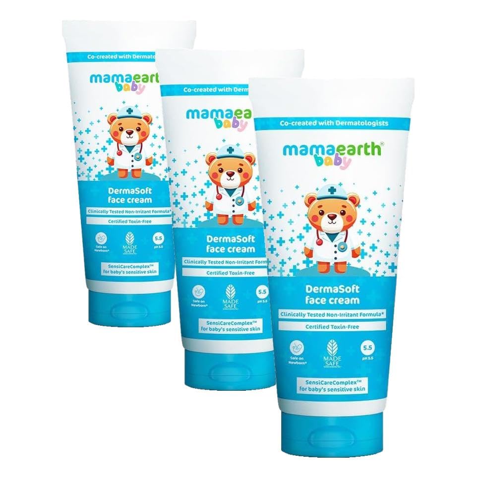 Image of Mamaearth Baby DermaSoft Face Cream with SensiCareComplex for Baby's Sensitive Skin - 80gms | Co-created with Dermatologists for Newborns | Enriched with SensiCareComplexTM for Baby's Sensitive Skin | Safe and Non-irritant formula*