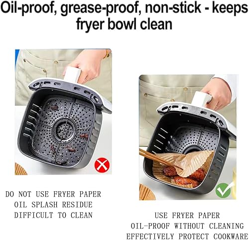 Miniatura 3 de Forro de papel desechable para freidora de aire, revestimientos de papel redondos antiadherentes, con 100 guantes desechables, para freidora de