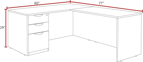Miniatura 7 de Regency Legacy - Escritorio en L con pedestal individual con tres cajones, 66 pulgadas, gris ceniza Gris