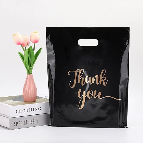Miniatura 3 de LoveBB 100 bolsas de mercancía de agradecimiento para pequeñas empresas, 2.36 mil de grosor, 12 x 15 pulgadas, bolsas de compras de plástico con asa