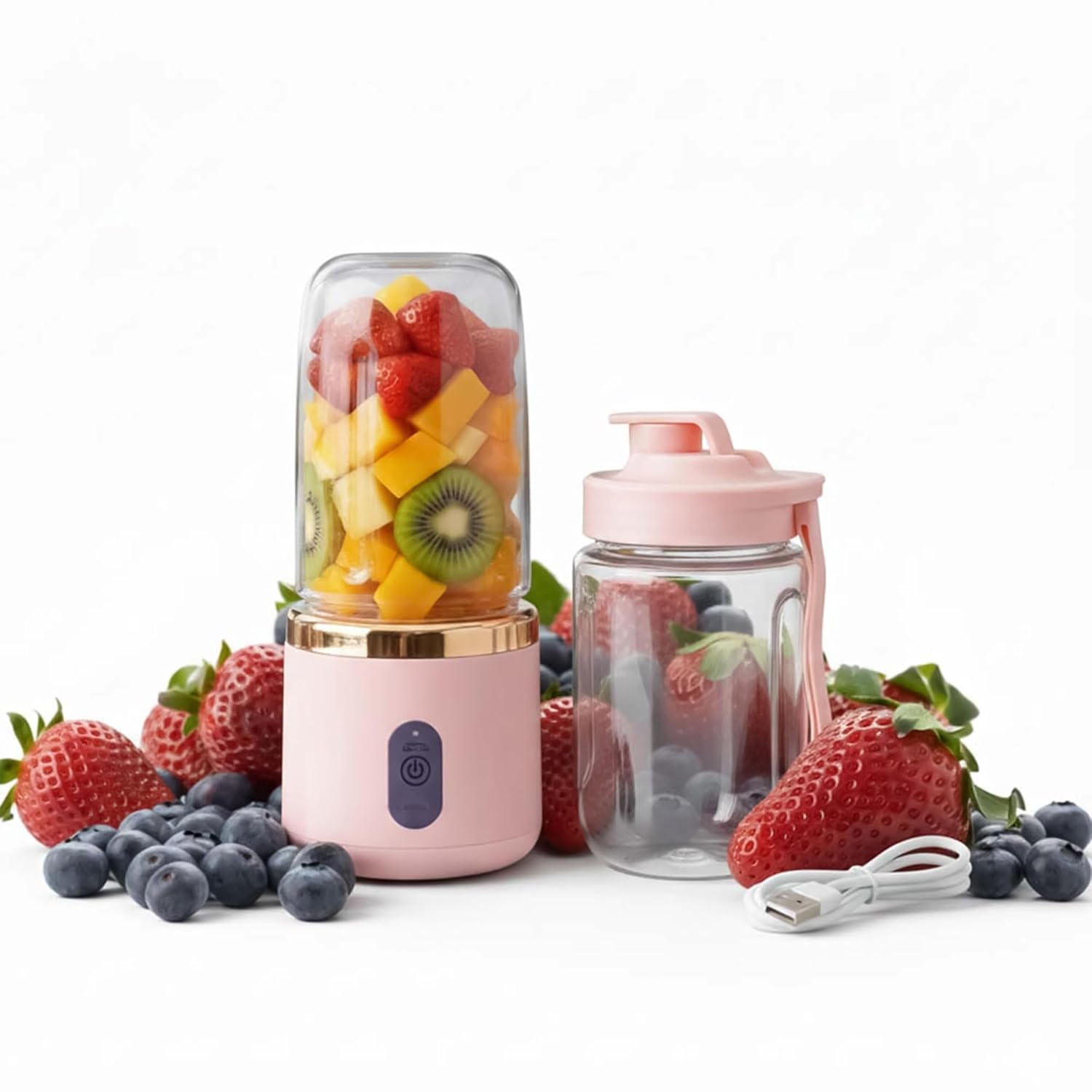 Portable USB Rechargeable Blender Bottle | Capsule Shape Juicer Mixer | Electric Smoothie Maker for Juice, Milkshake & Fruit Grinding | Mini Travel Blender with Cup-image-47