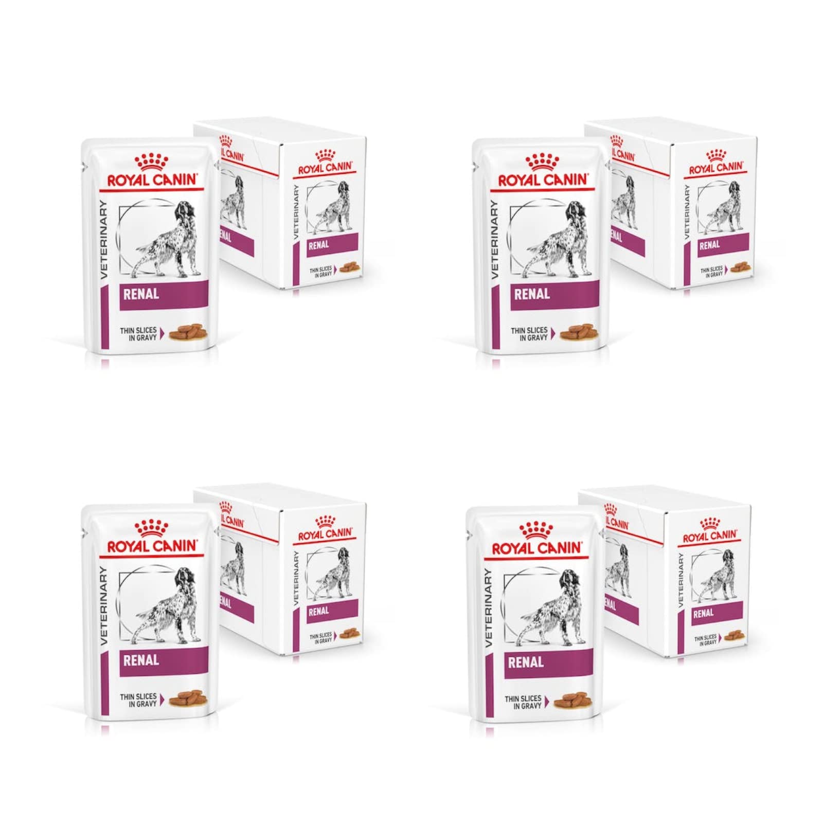 Royal Canin Veterinary Renal | Paquete de 4 | 4 x 12 x 100 g | Comida húmeda para Perros | Puede apoyar la Enfermedad renal en Perros | Comida húmeda en Salsa