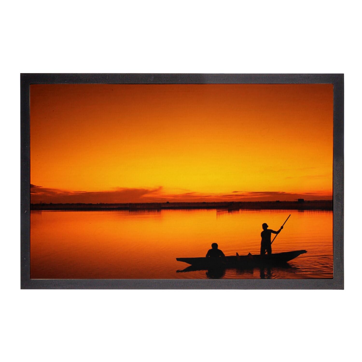 Paillasson pirogue au coucher de soleil 60x40 cm pour entrée chaleureuse