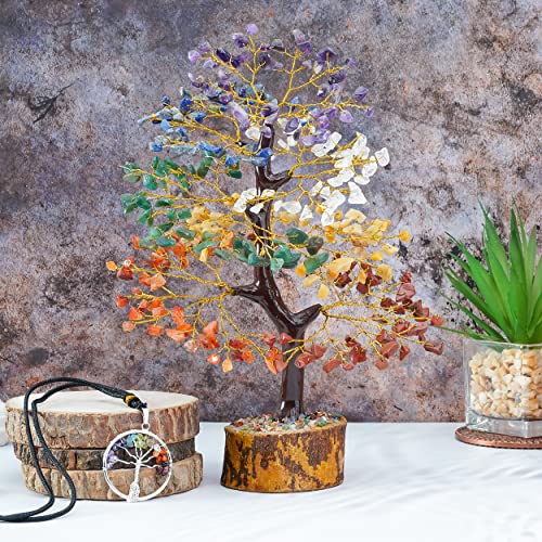 Crocon® 7 Chakra Tree of Life Pendant, Crystal for Positive Energy Gemstone Attraction, Feng Shui Money Bonsai - Image 4