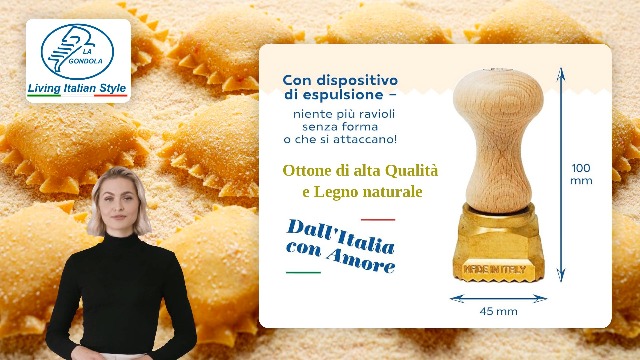 Ottinetti stampo ravioli giganti 24 in acciaio smaltato con rullo in