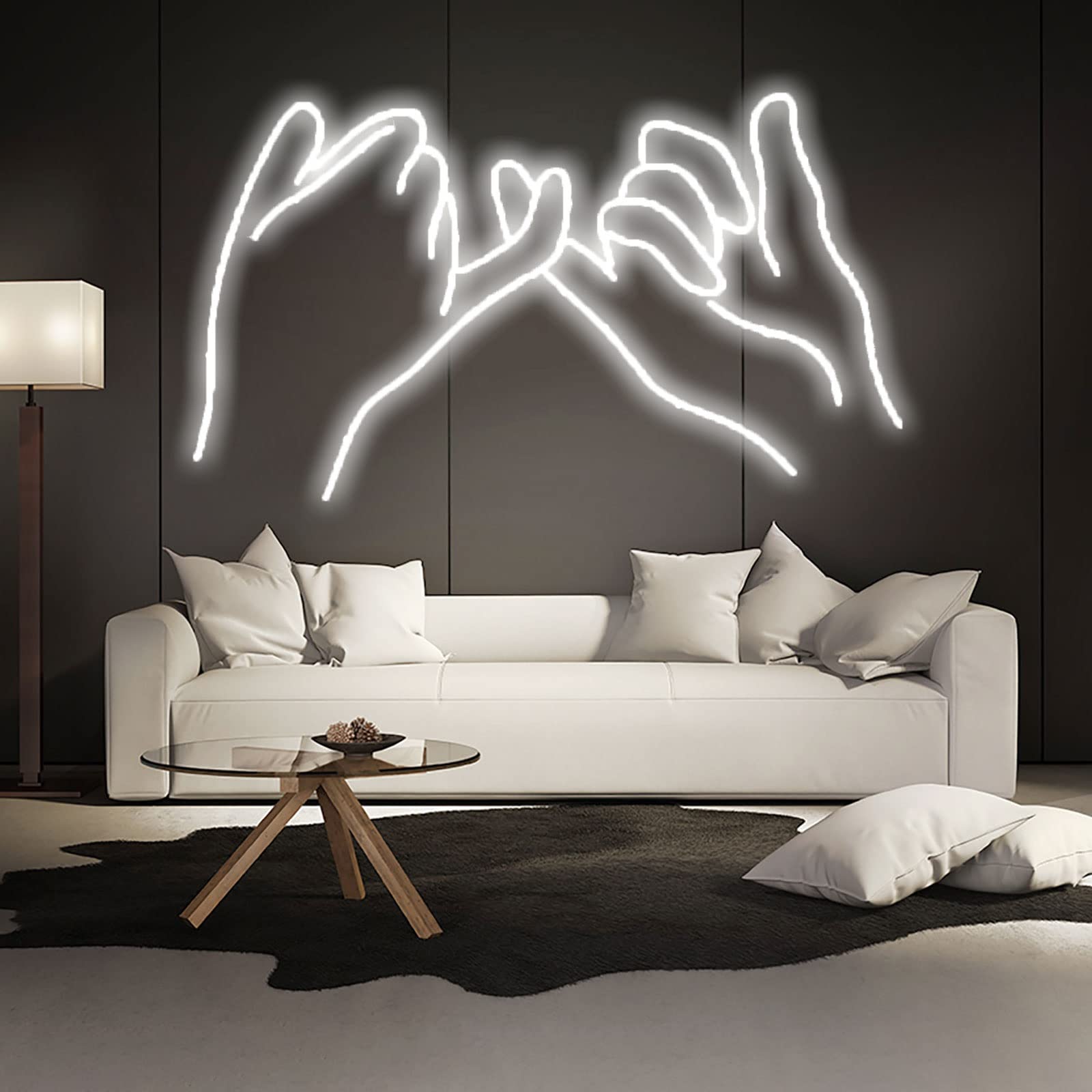 Segni di luci al Neon della promessa del LED Personalizzate, segni al Neon con Dimmer Wall Light Art Decor for Home Party Bar da Camera da Letto Decorazioni murali(Warm White,Width 50cm)